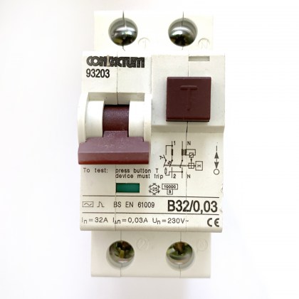 Contactum B32/0,03 93203 32A 32 Amp 30mA RCD 2 Double Pole Circuit Breaker
